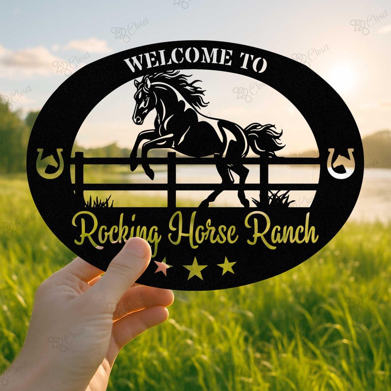 Running Rock Ranch Sign Personalized Horse Ranch Sign,western Ranch Sign,horse Family Metal Art ...