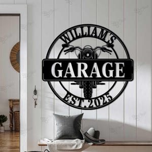 Personalized Metal Garage Sign, Garage Name Sign, Garage Decor, Fathers Day Gift, Dad Gifts,  Man Cave Sign, Mechanic Workshop,