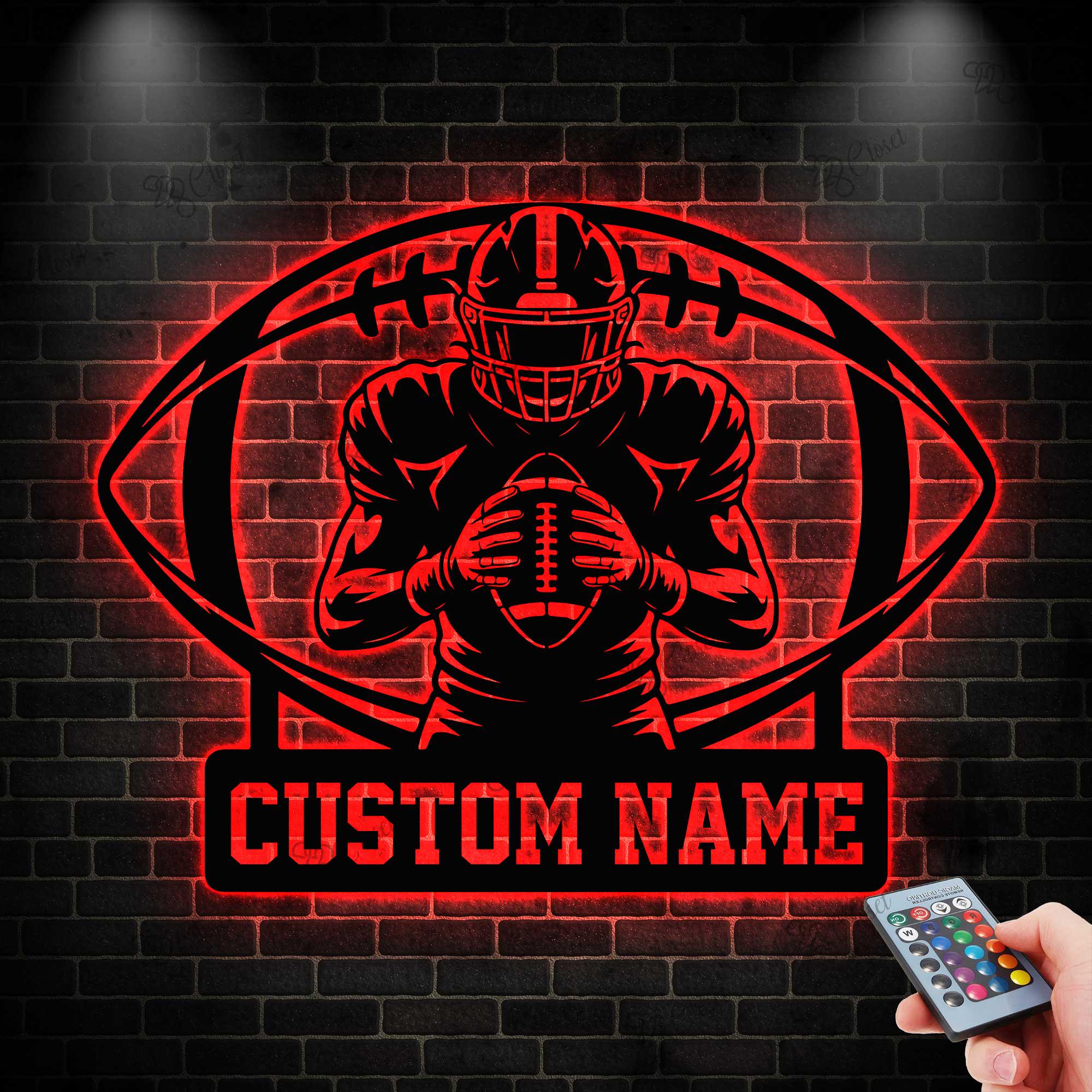Custom Football LED Sign, Football Wall Light, Football LED Wall Sign ...