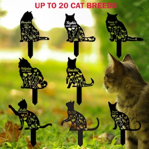 Personalized Memorial Cat Stake,  Cat Grave Marker, Cat Memorial Plaque,  Cat Memorial Gift, Cat Lover Gift, Pet Loss Gift,