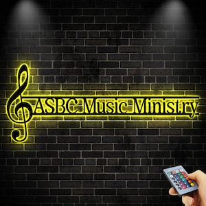 Personalized Music Notes Metal Wall Ar led Light,Music Lover Name Sign, Musical Notes Wall Art, Music Studio Room Decor, Musician Gift,