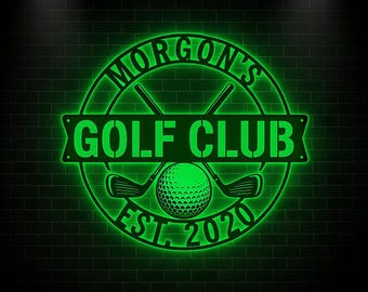Letrero de bienvenida personalizado para club de golf, decoración de golf personalizada, arte mural de golf, letrero de golf de metal, letrero del hoyo 19, regalos de golf para hombres, letrero para la guarida del hombre