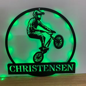 Custom BMX Cycle Sport Metal Wall Art, Personalized BMX Biker Metal Name Sign Decoration For Room, BMX Biker Room Metal Wall Hanging Decor