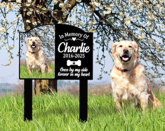 Personalized Dog Photo Grave Marker,Dog/ Cat Photo Memorial Stake, ,  Dog Memorial Garden Sign, Remembrance Plaque, Sympathy Gift