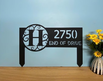 Customized Monogram Name Metal Address Yard Stakes, Home Address Sign For Lawn, Housewarming  Gifts, Garden Gifts, Outdoor Decor
