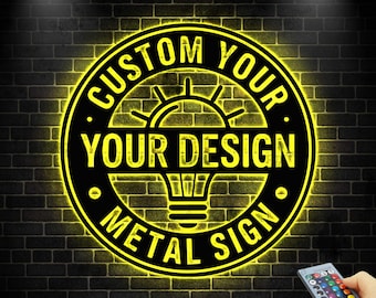 Custom Logo Sign with LED light, Your Logo Here Sign, Personalized Business Logo Sign, Custom Design Sign, Outdoor Metal Sign