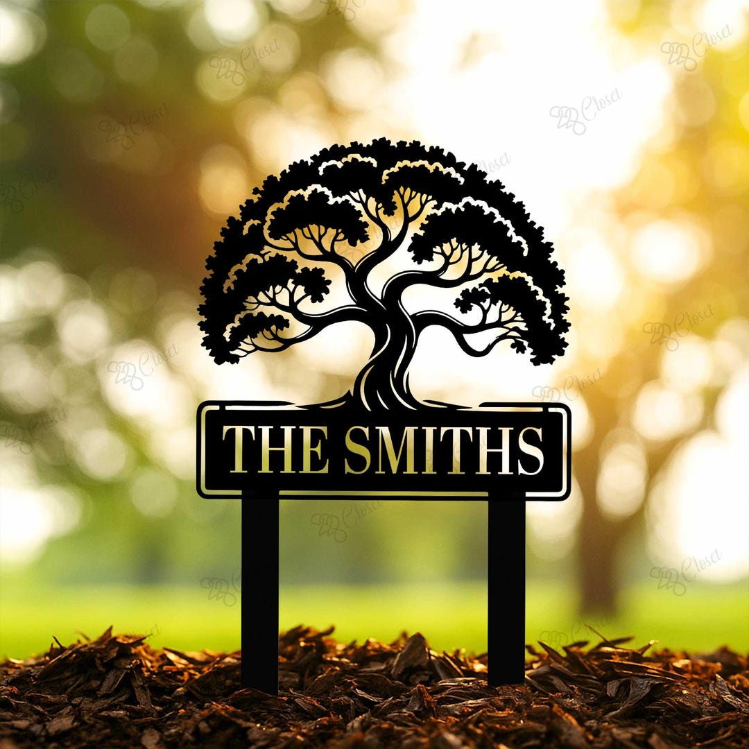 Custom Tree Yard Sign,family Name Tree Metal Sign,personalized Tree of ...