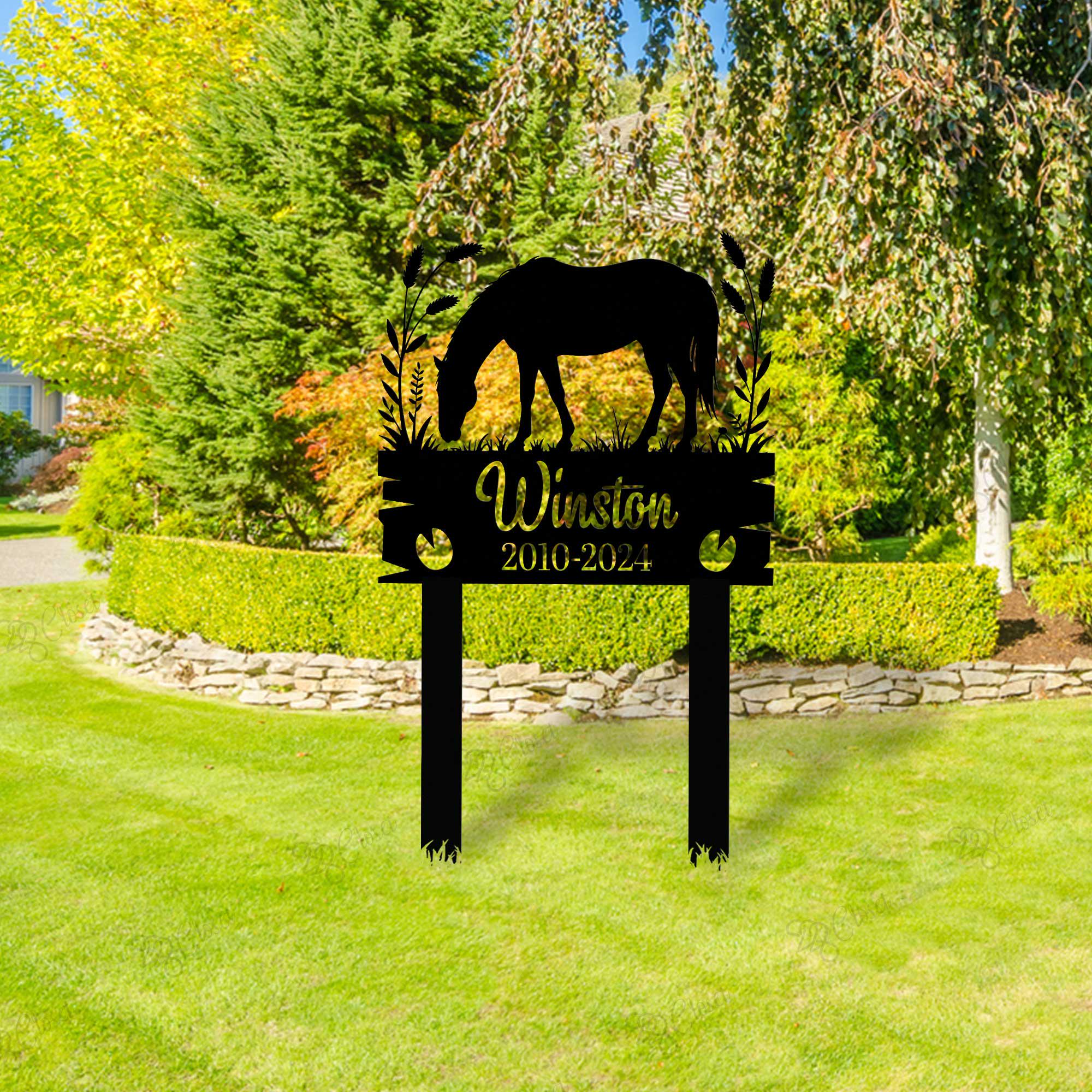 Custom Horse Memorial Sign, Horse Grave Marker, Winston Horse Tribute Stake, Pet Outdoor Memorial, Pet Loss Garden Decor