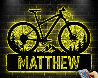 Custom Mountain Bike Wall Art,Mountain Bike LED Sign,Mountain Biker LED Sign,Bicycle LED Wall Light,Mountain Bike Rider Room Decor