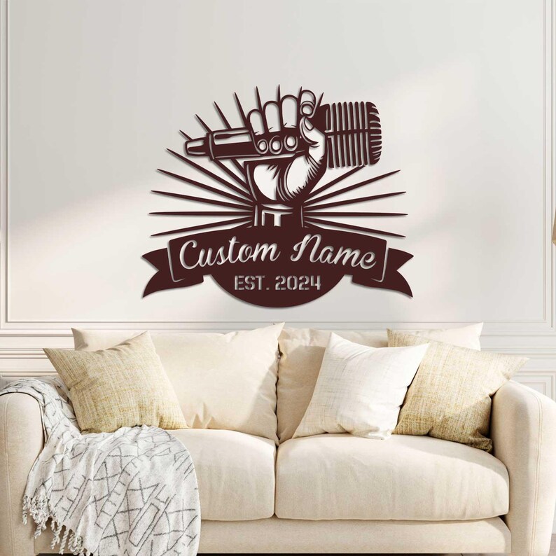 Custom Microphone Metal Sign With Led Light, Personalized Microphone ...