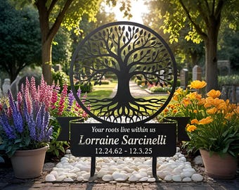 Pieu de jardin commémoratif d'arbre personnalisé : pierre tombale d'arbre personnalisée