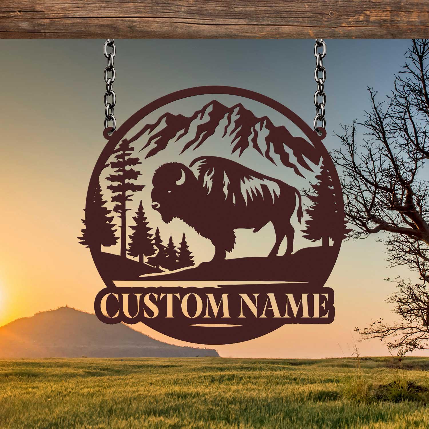 Personalized Bison Metal Sign, Buffalo Bison Sign, Buffalo Farm Sign ...