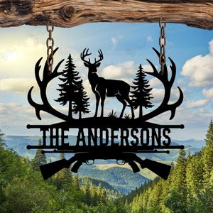 Custom Hunting Metal Sign, Deer Hunting Sign, Personalized Hunter Name Sign, Cabin Decor, Man cave Sign, Hunter Gift, Outdoor Decor