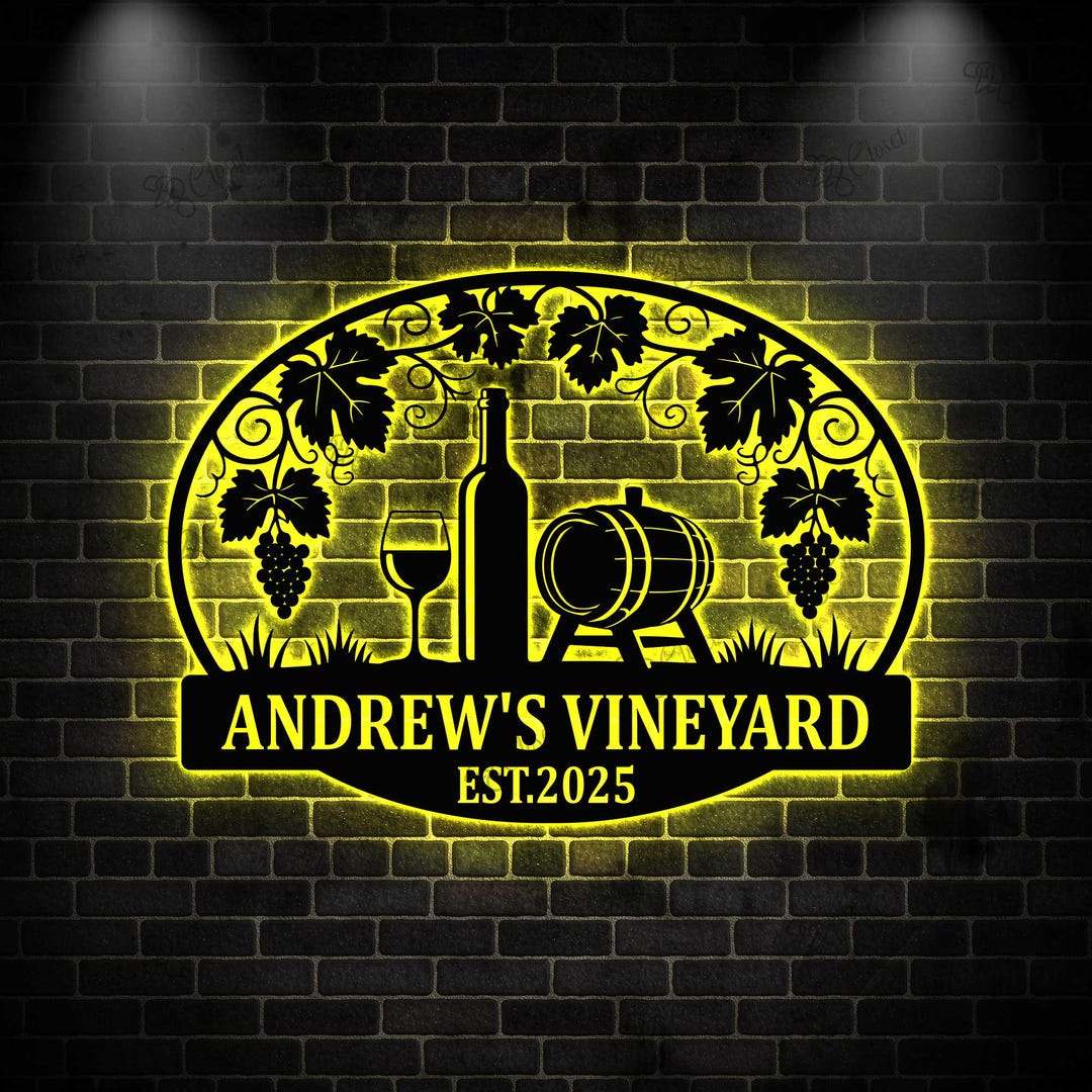 Personalized Wine Bar Sign, Outdoor Vineyard Farm, Custom Grape Metal ...