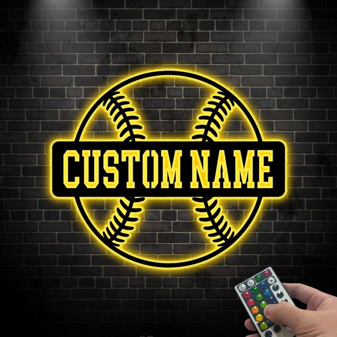 Custom Baseball Name Sign,baseball LED Name Sign,baseball Wall Sign ...