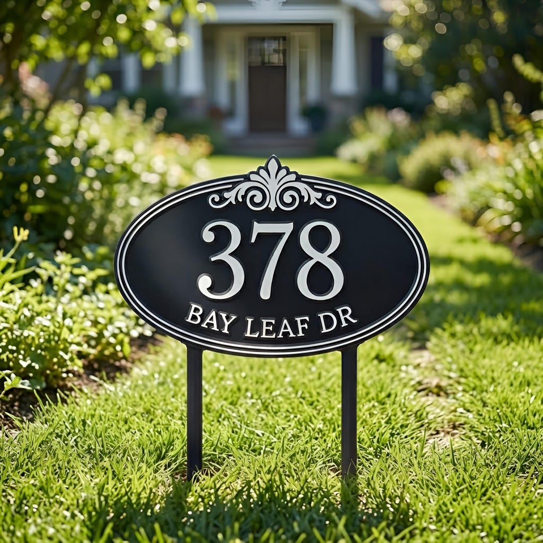 Personalized Address Sign, Custom House Number Plaque, Street Name Lawn ...