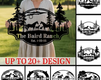 Personalized Horse Ranch Sign,Western Ranch Sign,Horse Family Metal Art,Metal Ranch Sign, Horse Farm Entrance Sign,Ranch Decor