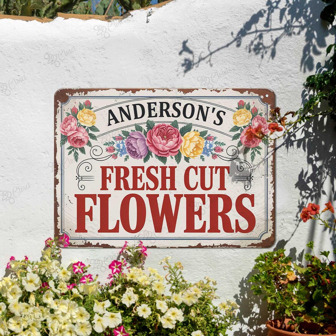 Personalized Vintage Flower Market Sign , Flower Farm Sign,garden ...