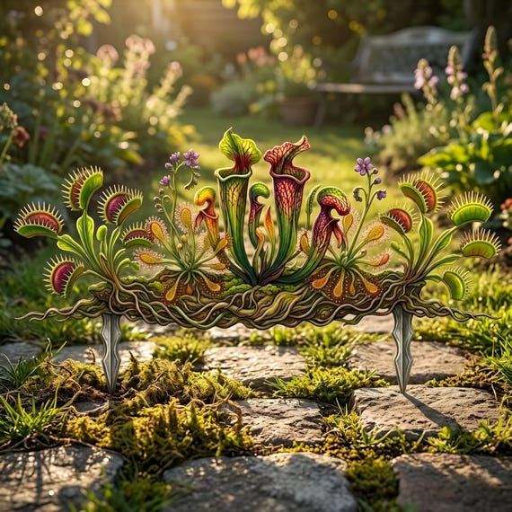 Carnivorous Plant Garden Stake, Venus Flytrap Metal Yard Art