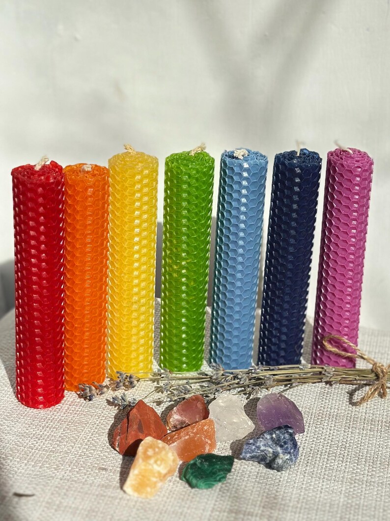 Multi-colored Beeswax Set of Candles ~ Spell Candles, Wiccan Altar ...