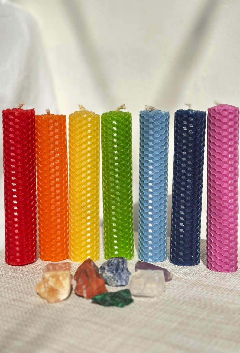 Multi-colored Beeswax Set of Candles ~ Spell Candles, Wiccan Altar ...