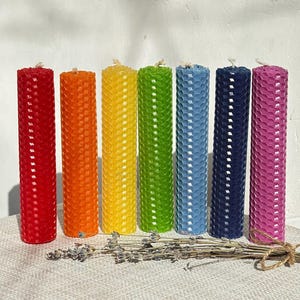 Multi-Colored Beeswax Set of Candles ~ Spell Candles, Wiccan Altar, Sabbats & Manifestation