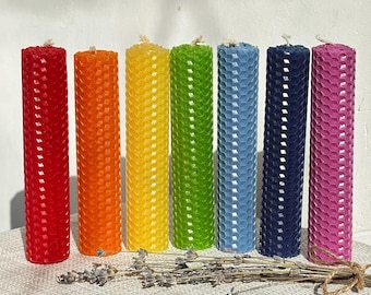Multi-Colored Beeswax Set of Candles ~ Spell Candles, Wiccan Altar, Sabbats & Manifestation