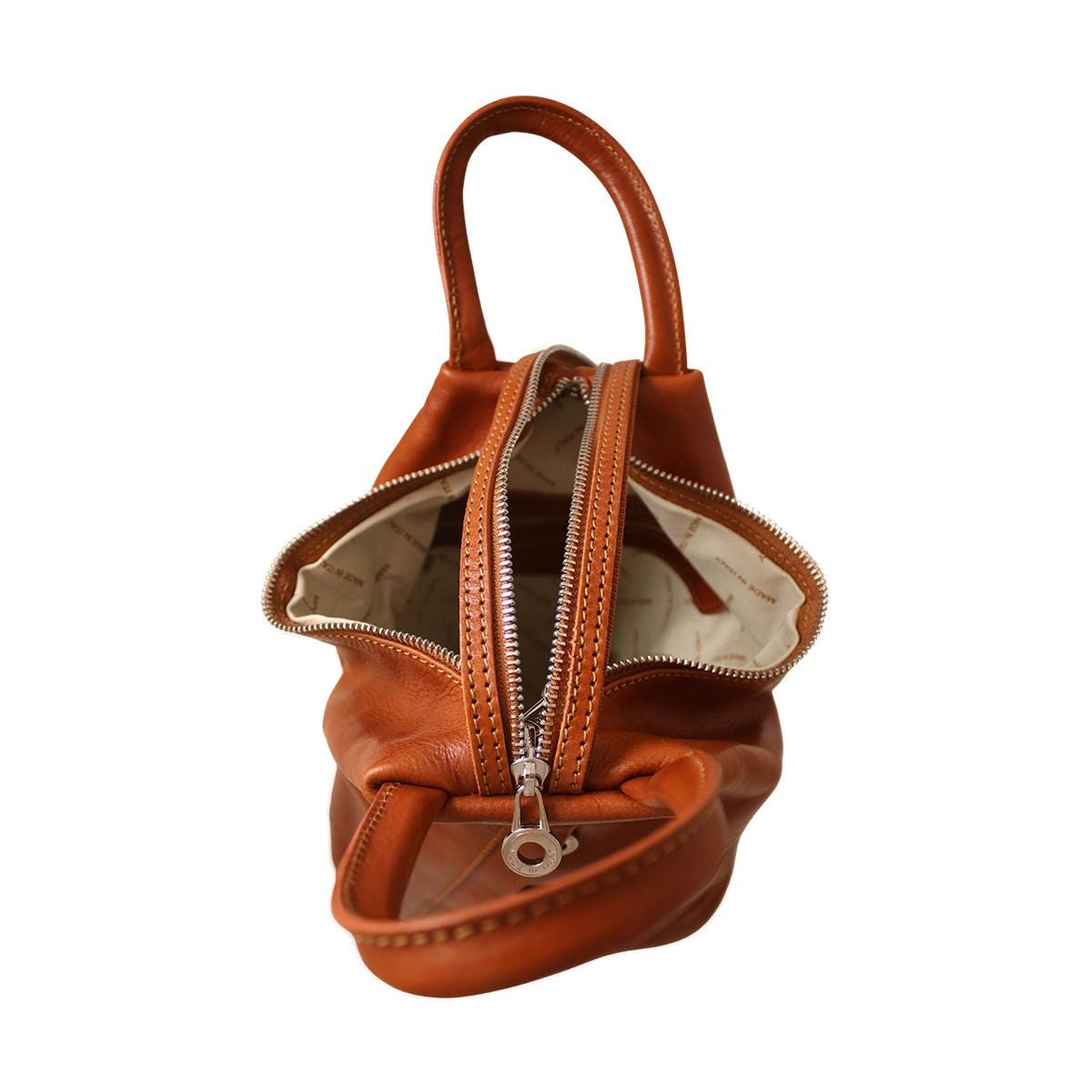 Full Grain Italian Leather Convertible Backpack Purse Small Shoulder Bag Italian Leather Convertible Backpack in Cognac main image 4
