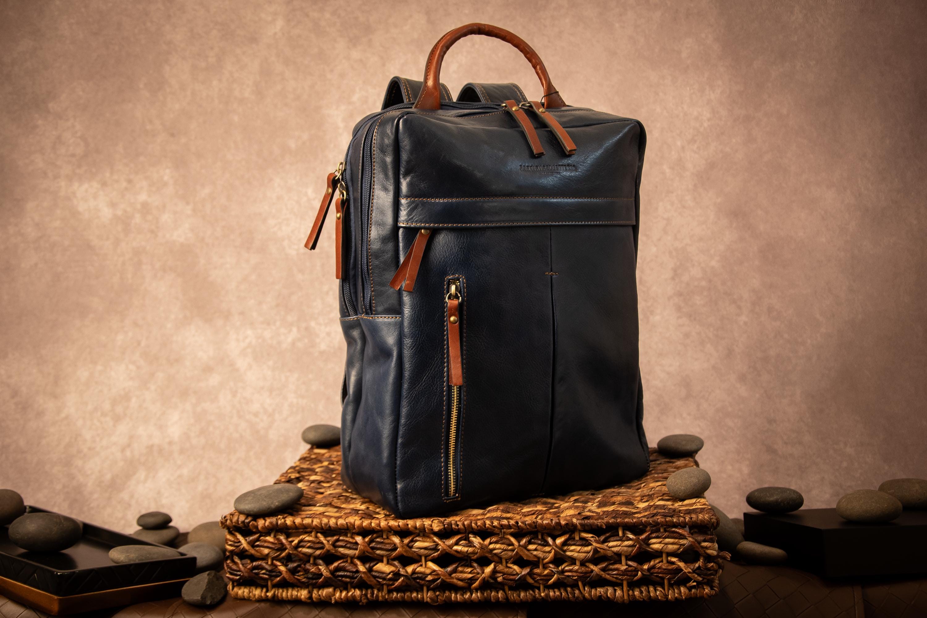 Italian Leather Laptop Backpack – Handmade Business Leather  display picture 2