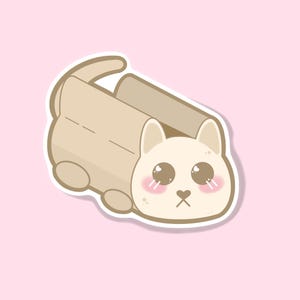 Adesivo a forma di pagnotta di gatto, fustellato, resistente all'acqua. Stile semplice kawaii per decalcomanie per laptop, diari, custodie per telefono, ottimo regalo per gli amanti dei gatti!