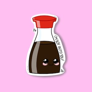 I'm Soy Into You-sticker, gestanst, waterbestendig. Kawaii eenvoudige stijl voor laptopsticker, tijdschriften, telefoonhoesje, jubileum/romantisch cadeau