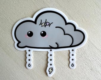 Kawaii Dunkle Wolke Sticker: Wasserfester Vinyl Aufkleber