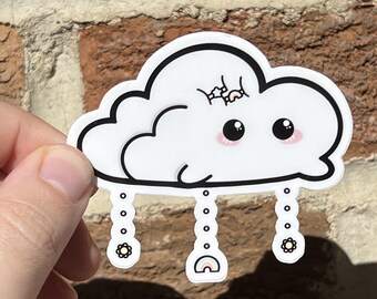 Kawaii Cloud Sticker: waterdichte vinylsticker voor laptop, dagboek