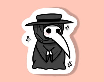 Kawaii Plague Doctor Sticker: Water Resistant Laptop Decal