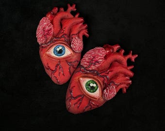 Anatomisches Herz Kühlschrankmagnet – Handgemachte Gothic Surreale Kunst – Gruseliges Gruseliges Gruseliges Geschenk