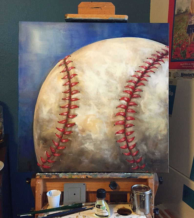 Baseball ORIGINAL Oil Painting Man Cave Sports Art 24x24 ...