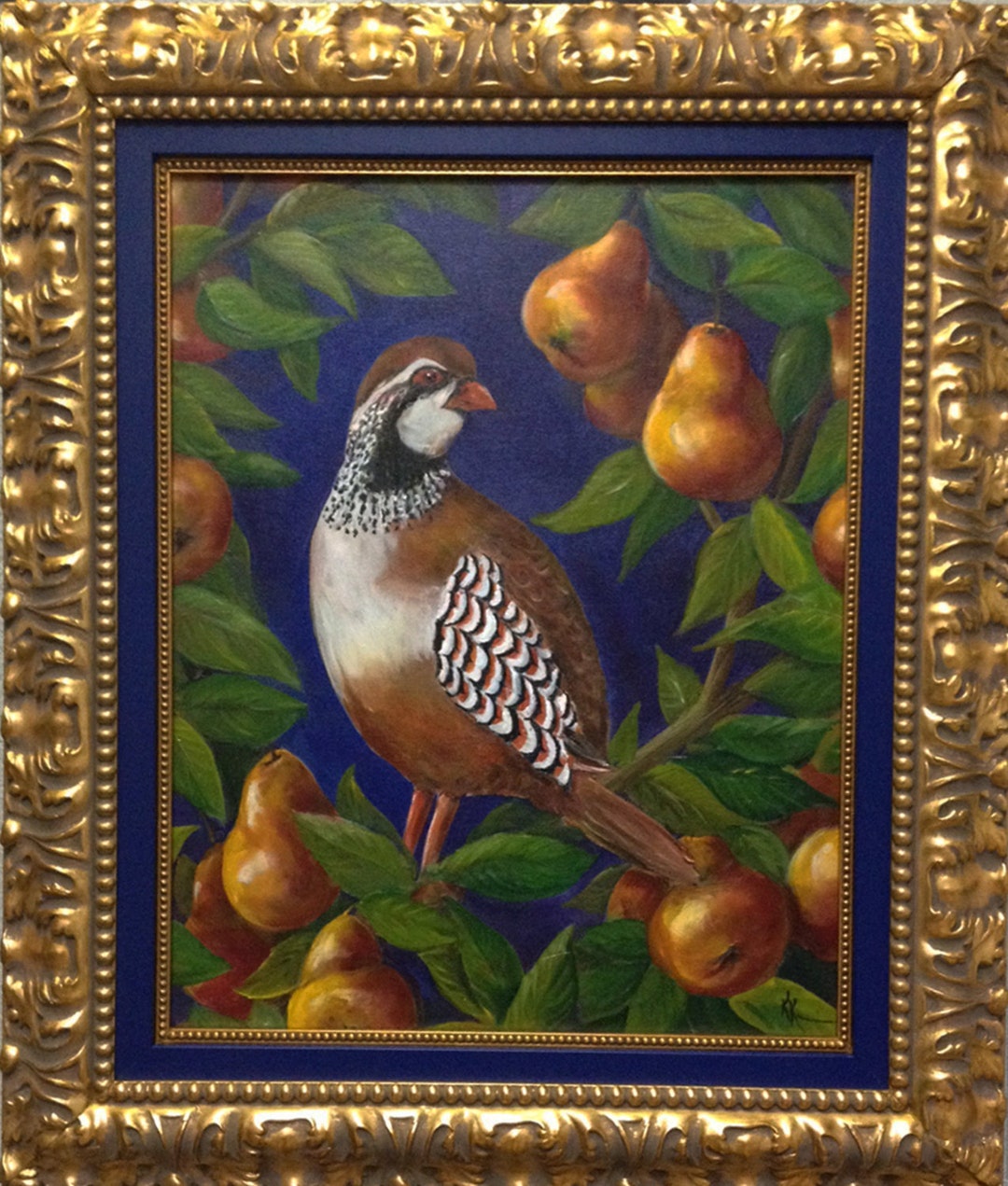 Partridge in a Pear Tree Oil Painting, Framed Christmas Art - Etsy