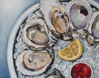 Afternoon Oysters on the Half Shell Archival Print of an Original Oil Painting by Kristine Kainer