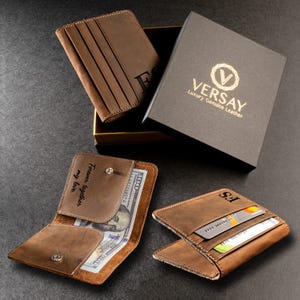 Leather Card Holder, Engraved Slim Id Wallet, Credit Card Case, Minimalist Pocket Wallet, Personalized Thin Wallet, Handmade Gift for him