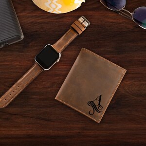 Cartera de cuero personalizada para hombre, regalos personalizados para él, billetera delgada minimalista plegable, regalo para papá, regalo de Navidad