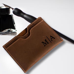 Billetera de cuero minimalista, billetera delgada para tarjetas, tarjetero personalizado, regalo de Navidad, billetera de cuero, tarjetero personalizado, regalo para él