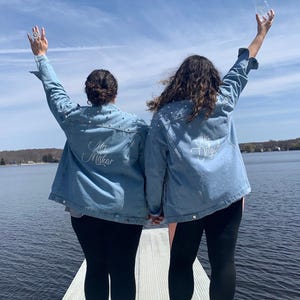 Personalized Wedding Jackets – Custom Bride & Groom Denim Jackets, Mr + Mrs Jackets, Bridal Party Jackets, Rhinestone + Name Jackets for Wed