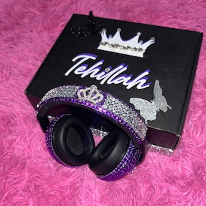 Custom Bling Noise-Canceling Headphones – Personalized Sparkly Headphones for Babies & Kids, Rhinestone Baby Ear Protection, Glam Hearing