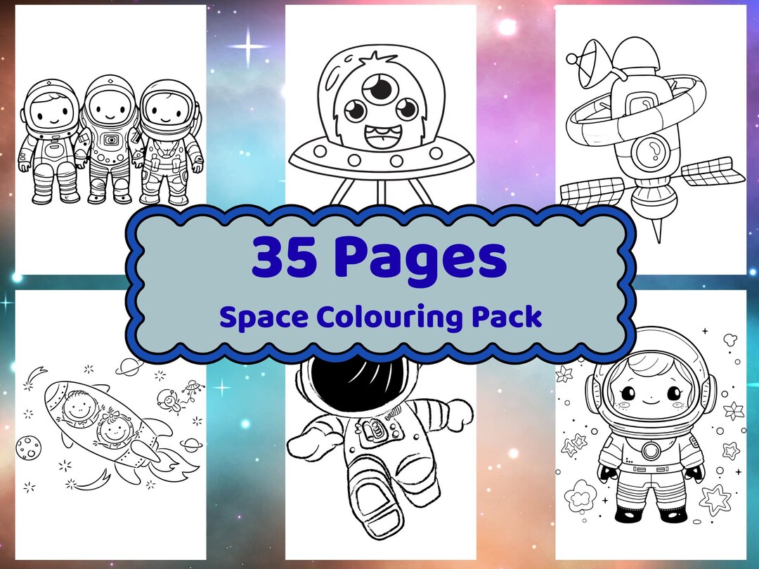 Space Colouring Pages for Kids Printable | 35 Page Outer Space Activity ...