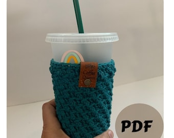 Sweet cup cozy crochet PDF, Crochet pattern, Cup cozy pattern