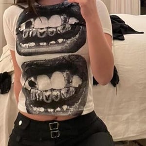Y2K Baby Tee Women’s Crop Top | 90s Outfit Vintage Graphic Shirt | Aesthetic Cute Streetwear Clothing | 2000s Retro Fashion