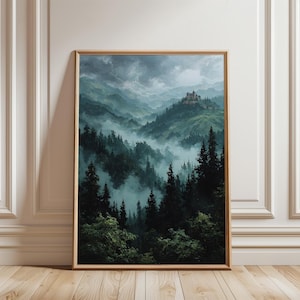 Birnam Wood Advancing Wall Art Oil Painting Print, Macbeth Inspired Decor, Dark Academia Landscape, Book Lover Gift