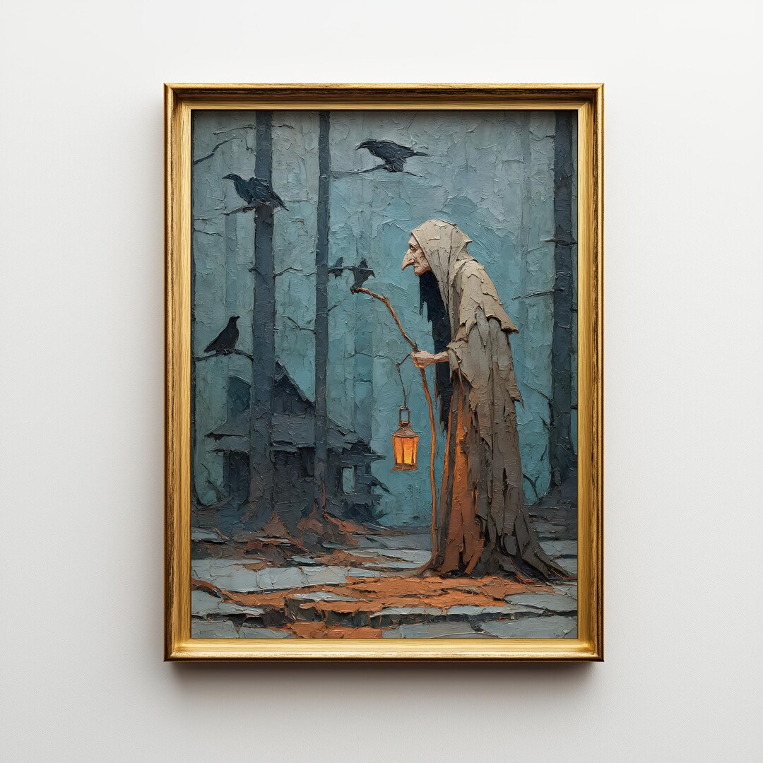 Baba Yaga Wall Art Oil Painting Print, Slavic Folklore Decor, Gothic ...