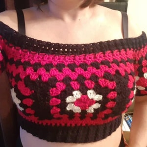 Retro Granny Square crochet sweater/croptop pattern image 5