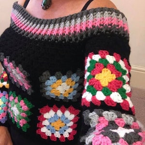 Retro Granny Square crochet sweater/croptop pattern image 4